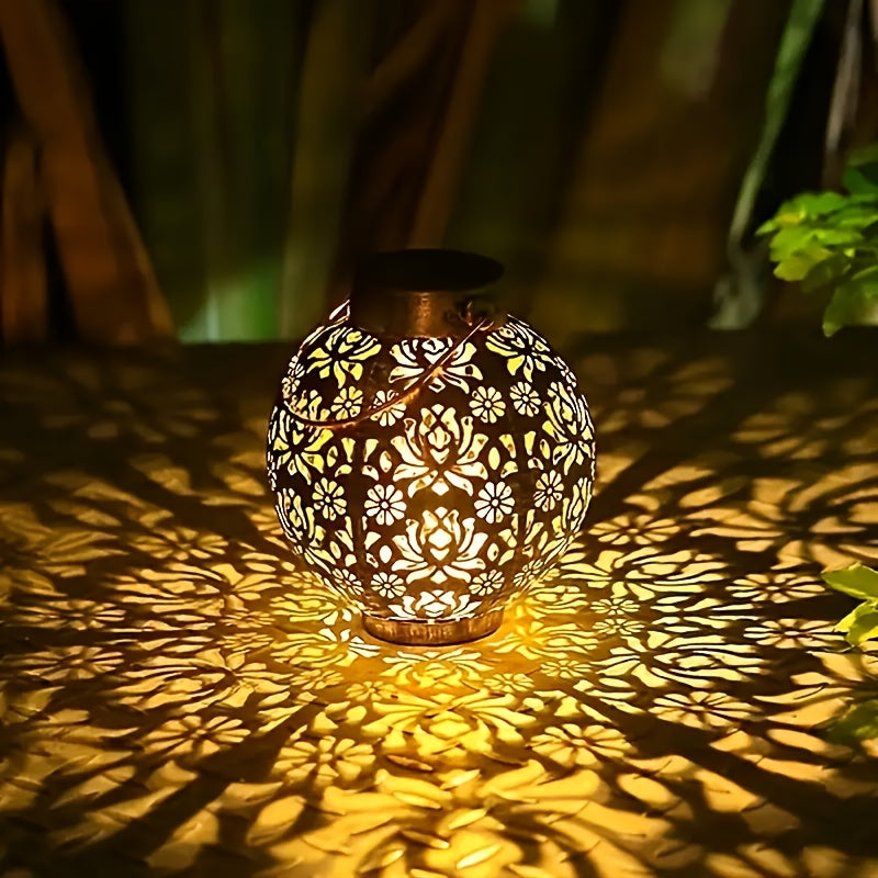 1/2 Pack Solar Metal Peony Lantern - Outdoor Hanging Decorative Light, IP65, Floral Design Complex, Suitable For Garden, Patio, RV, Trees - Perfect Gift For Autumn, Halloween, Christmas, Party, Birthday, Festive Lighting |