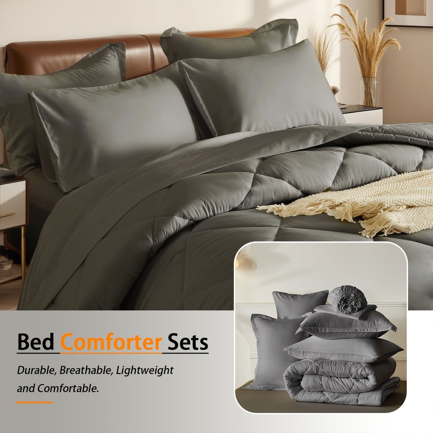 5pcs or 7pcs Geometric Quilted Rectangular Comforter Sets Queen - Soft & Comfortable All-Season Bedding Set with Wrapped Mattress, High-End Hotel Dorm Decor, Includes Comforter Pillowcase, Flat Sheet, Fitted Sheet, Microfiber