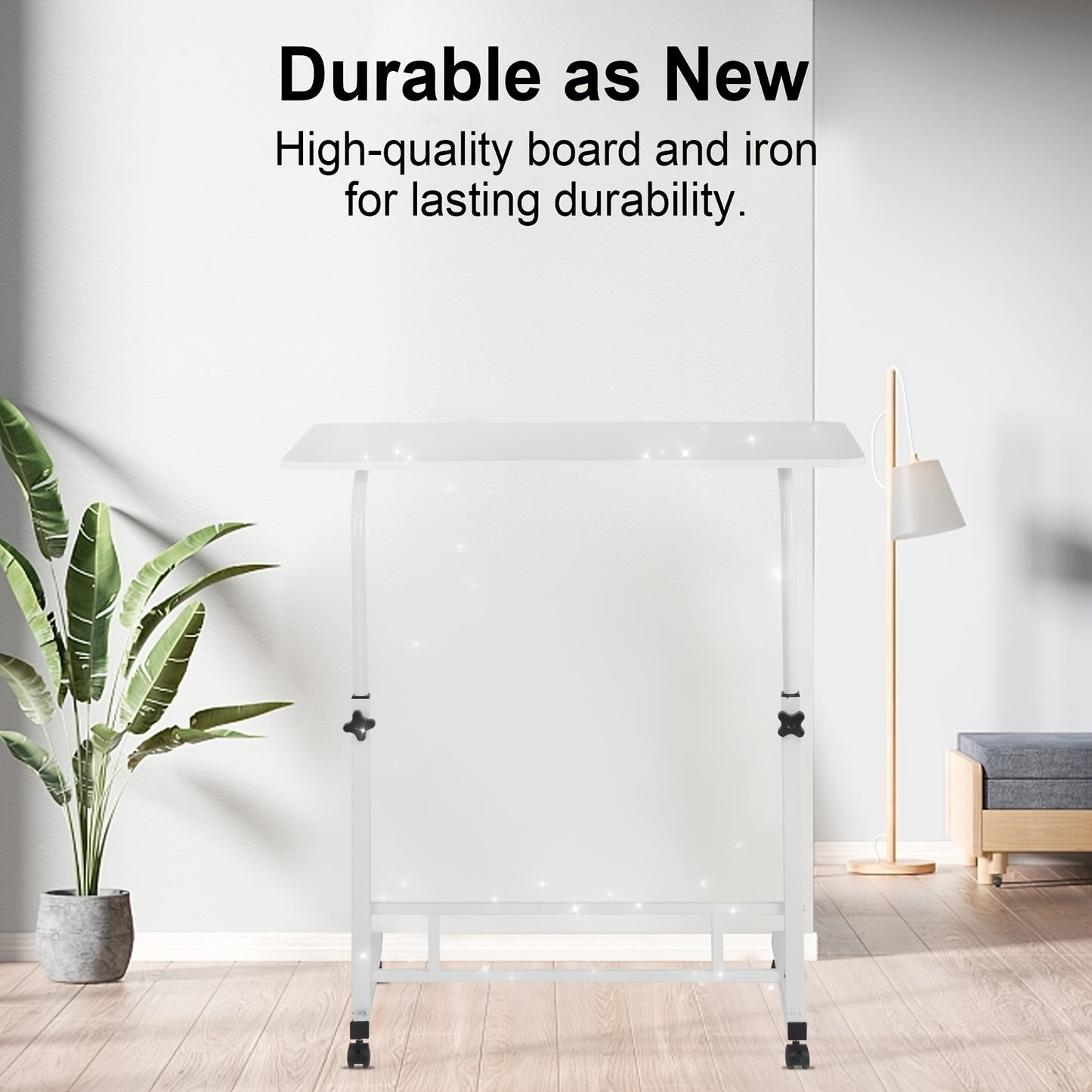 40*80cm Adjustable Height Standing Desk, Mobile Computer Table with Wheels, 26.4"-34.7" Height Range, Spacious and Stable Study Desk, Suitable for Home, Office, and Living Room