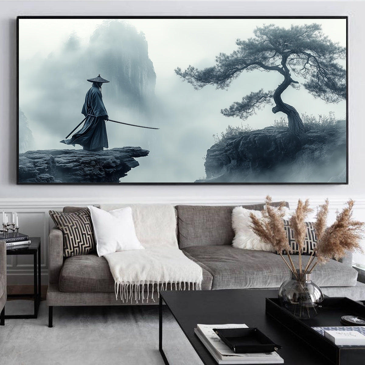 2D Flat, [2D FLAT] 1pc Unframed Canvas Poster, Japanese Swordsman Painting, Art Style, Canvas Wall Art, Artwork Wall Painting for Halloween Christmas Gift, Bedroom, Office, Living Room, Cafe, Bar, Wall Decor, Home Decoration,