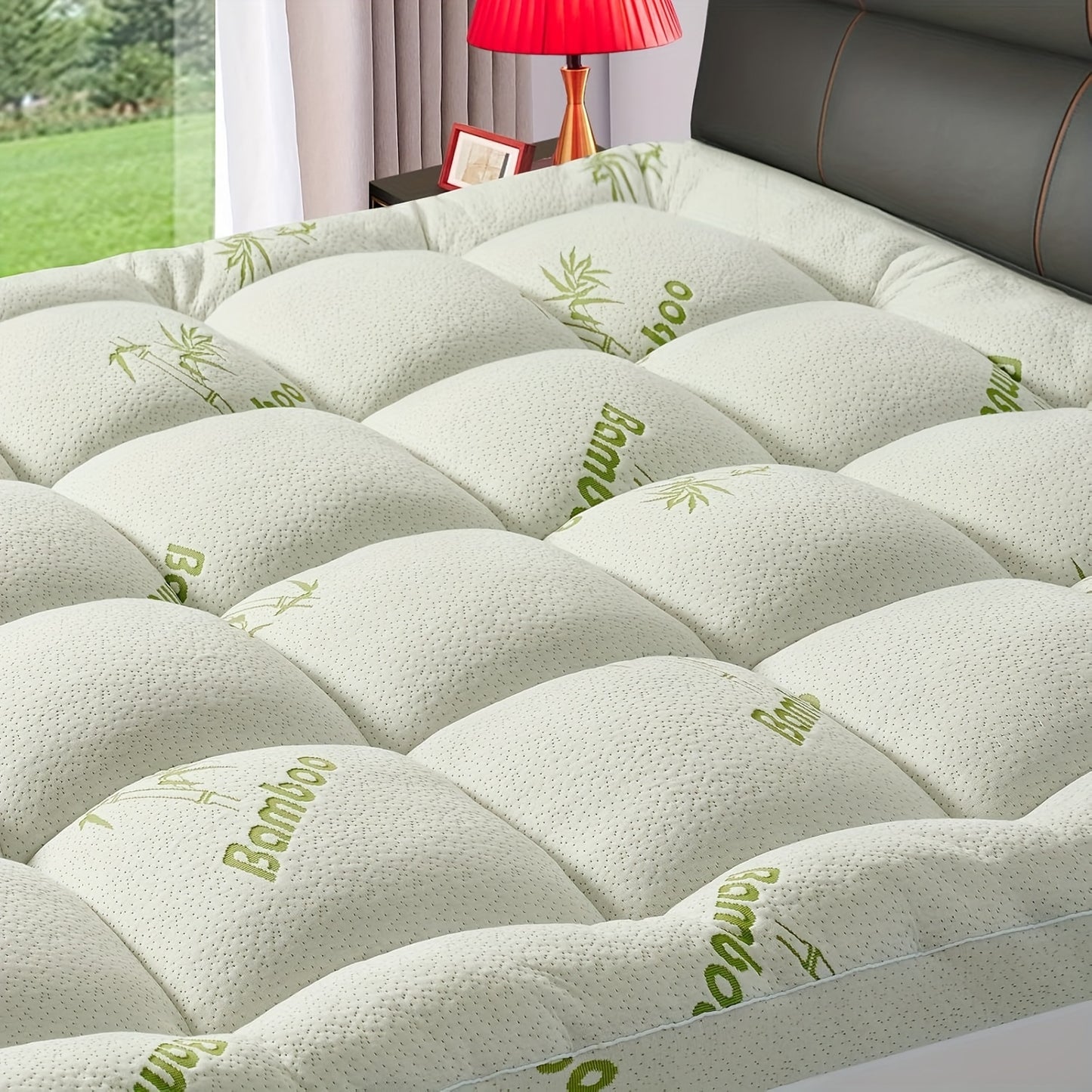 Bamboo Extra Thick Mattress Topper Waterproof Mattress Protector- 1000 GSM Quilted Fitted Extra, Cooling Breathable Pillow Mattress Pad - Deep Pocket Topper Fits 8-21 Inches