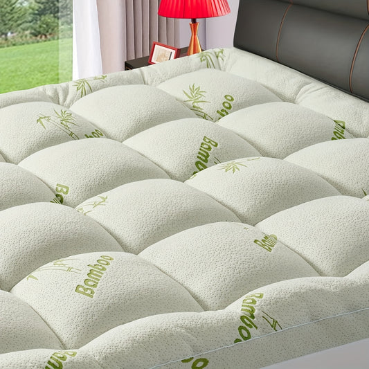 Bamboo Extra Thick Mattress Topper Waterproof Mattress Protector- 1000 GSM Quilted Fitted Extra, Cooling Breathable Pillow Mattress Pad - Deep Pocket Topper Fits 8-21 Inches