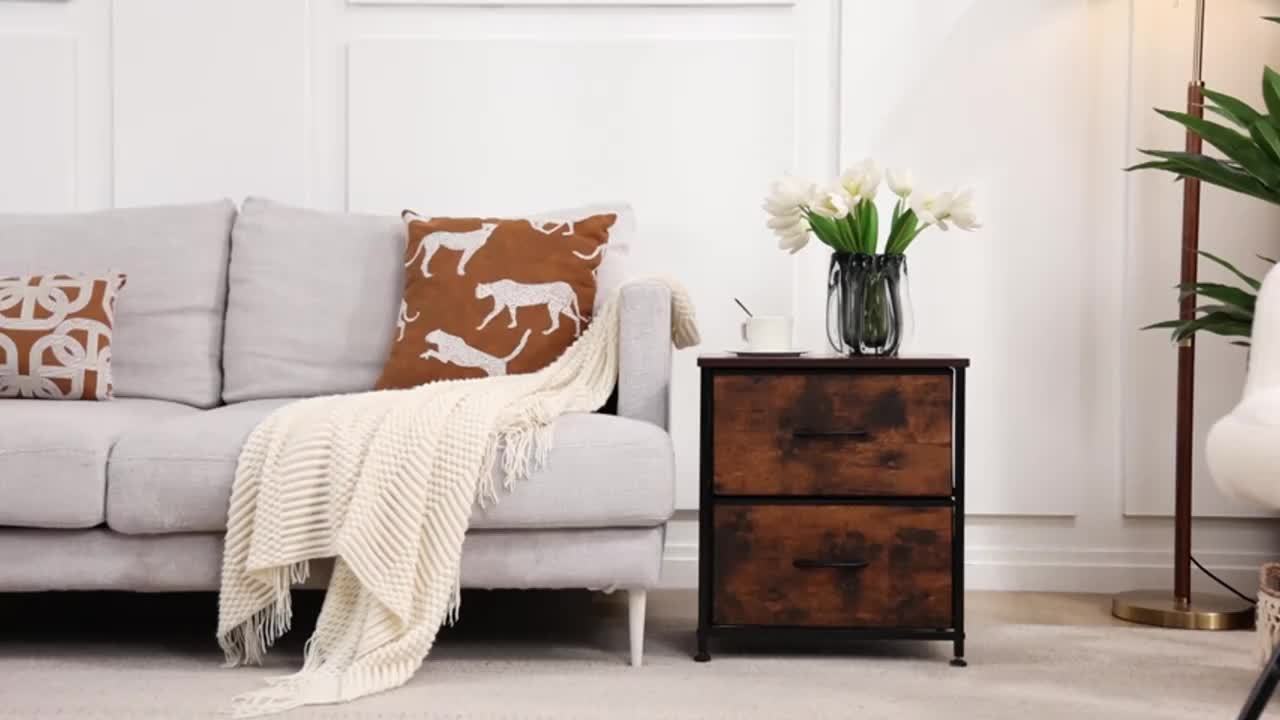Nightstand Set Of 2, Dresser For Bedroom With 2 Drawer, Small Dresser Beside Tables, Nightstand With Removable Fabric Bins For Small Spaces, Closet, Entryway, College Dorm, 1pc/2pcs Options Available