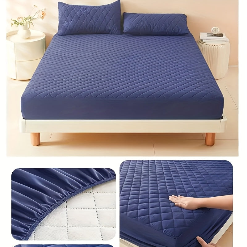 1pc Cooling Waterproof Mattress Protector, Cool And Comfortable, Layered Fitted Sheet, Solid Color Bedding Design, Can Be Used As A Separate Bedspread, 9-15 Inches Deep Pocket, Reusable Nursing Pads, Ideal for Bedroom, Guest