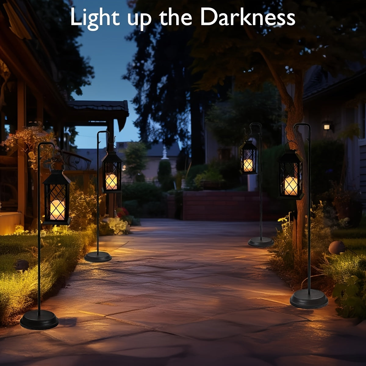 4 Pack Solar Hollow Lanterns Outdoor, Patio Hanging Lanterns With LED Flickering Flameless Candle Lights, Decorative Solar Lantern For Porch, Patio, Yard, Table