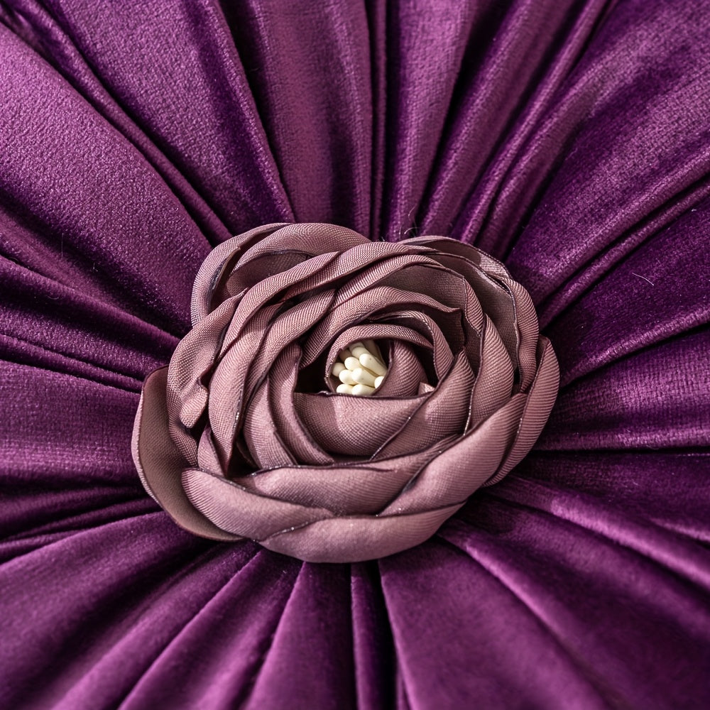 Luxurious Velvet Flower-Shaped Throw Pillow with Pillow Core - Elegant Round Cushion for Sofa, Bed, Living Room Decor, Christmas Home Decoration, Hand Wash Only, Perfect Gift for Family
