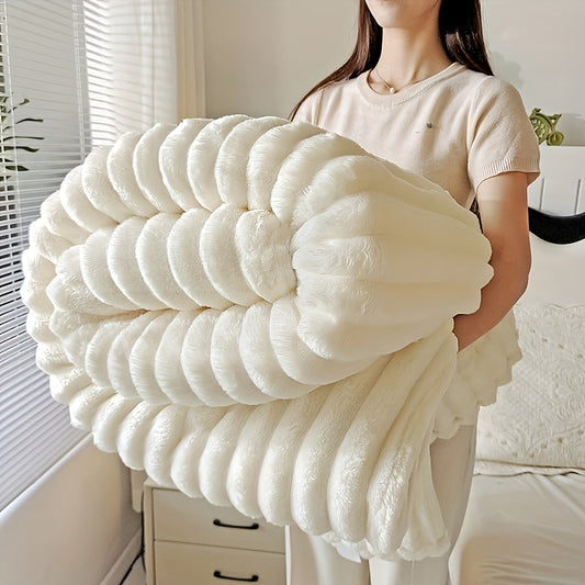 Luxury Faux Rabbit Fur & Sherpa Throw Blanket - Ultra Soft Double-Sided 380GSM Weighted Blanket for Bedroom, Living Room & Camping, Machine Washable All-Season Heating Cover with Gift Box, Hypoallergenic Cozy Home Decor for A