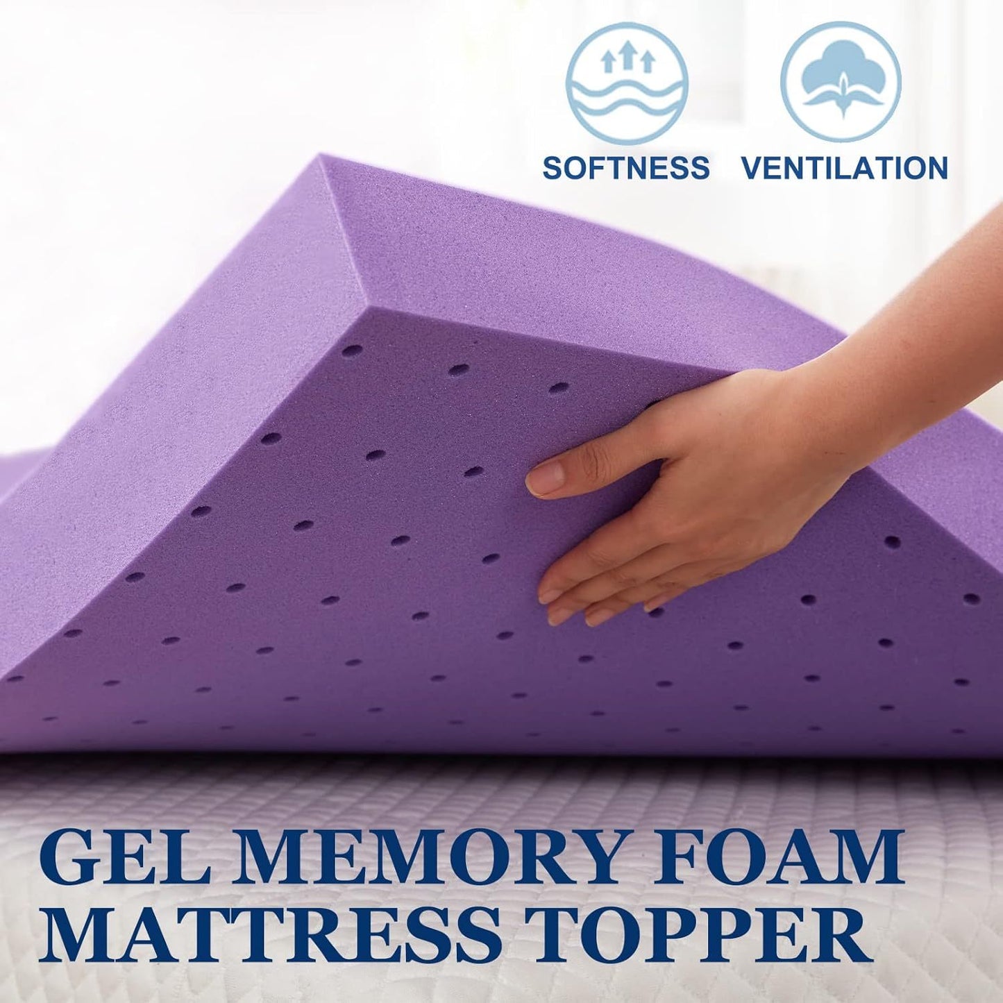 1, 5in/2in/3in/4in Cool Gel Mattress Topper, College Dorm Cool Breathable Gel Premium Mattress, Fits All Mattresses, Suitable For Reclining Sofas, Soft And Breathable Mattresses, Multiple Sizes To Meet Different Needs, Purple