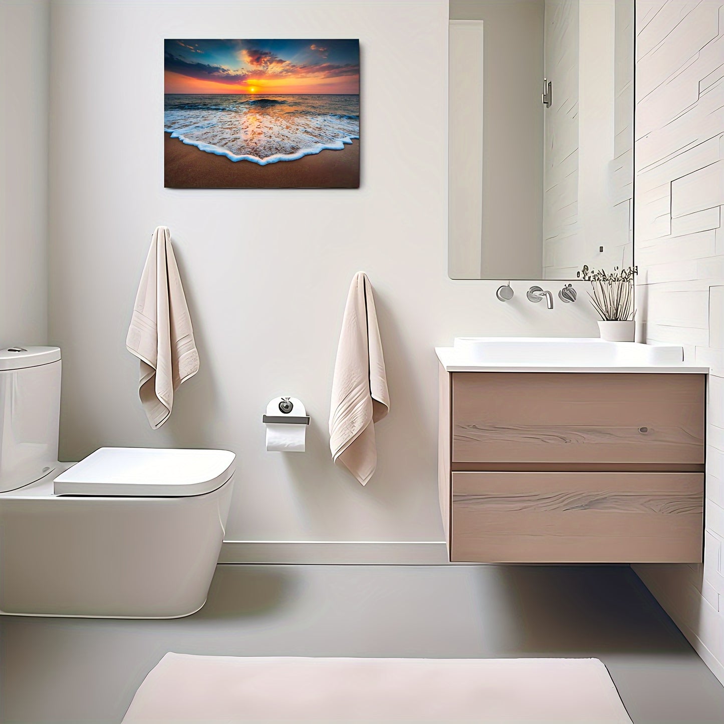 11.8"x15.7" Wooden Framed Hawaiian Sunset Beach Scene Canvas Art, Perfect for Living Room, Bedroom, Kitchen & Office Decor | Ideal Gift for Any Occasion