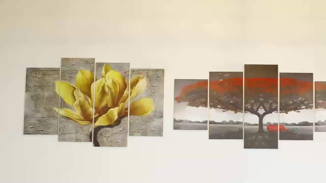 2D Flat, [2D FLAT] 5pcs Frame Cherry Blossom Grove Canvas Poster, Five Panel Scene Art, Modular Picture, Print Painting, Modern Art, Ideal Decor for Bedroom Living Room Kitchen Dorm, Wall Decoration, Gift for Family Friends,