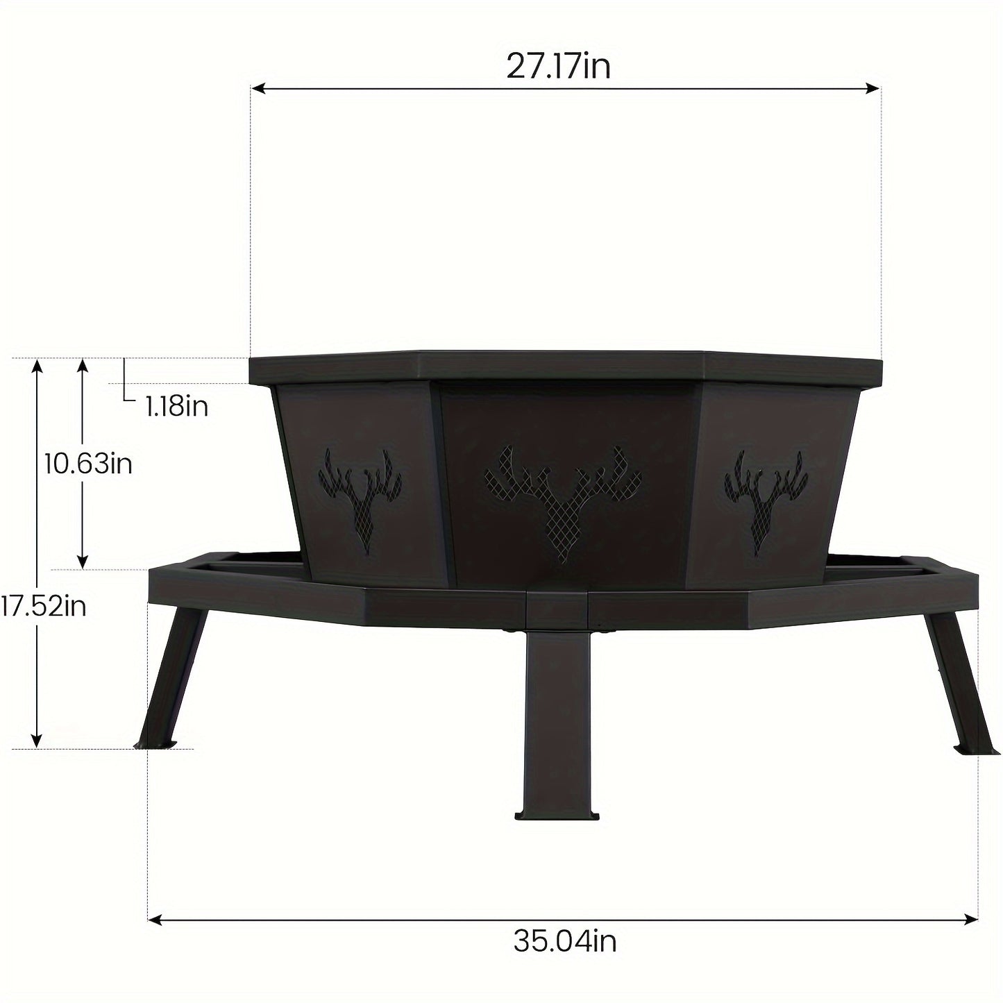 [Octagonal Wood Burning Fire Pit] 35 Inch Octagonal Wood Burning Fire Pit - Outdoor Bonfire Firepit for Camping, Backyard, Patio