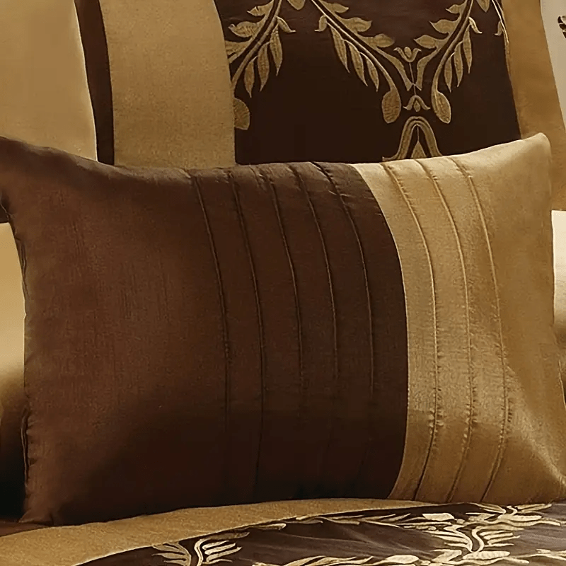 7 Piece Classic Embroidery Comforter Set King/Queen- Black And Silver Faux Silk Fabric Embroideried-1 Comforter, 2 Shams, 3 Decorative Pillows, 1 Bedskirt