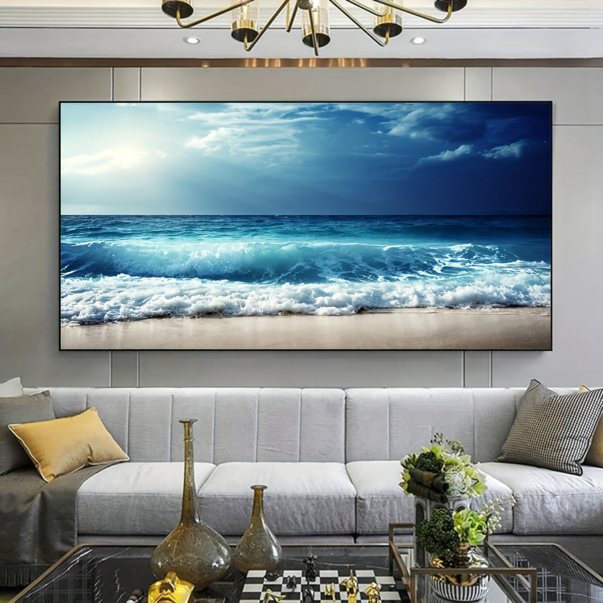 1pc Unframed Canvas Poster, Seaside Scenery Painting, Various Styles Of Scenery, Canvas Wall Art, Artwork Wall Painting for Gift, Bedroom, Office, Living Room, Cafe, Bar, Wall Decor, Home And Dormitory Decoration