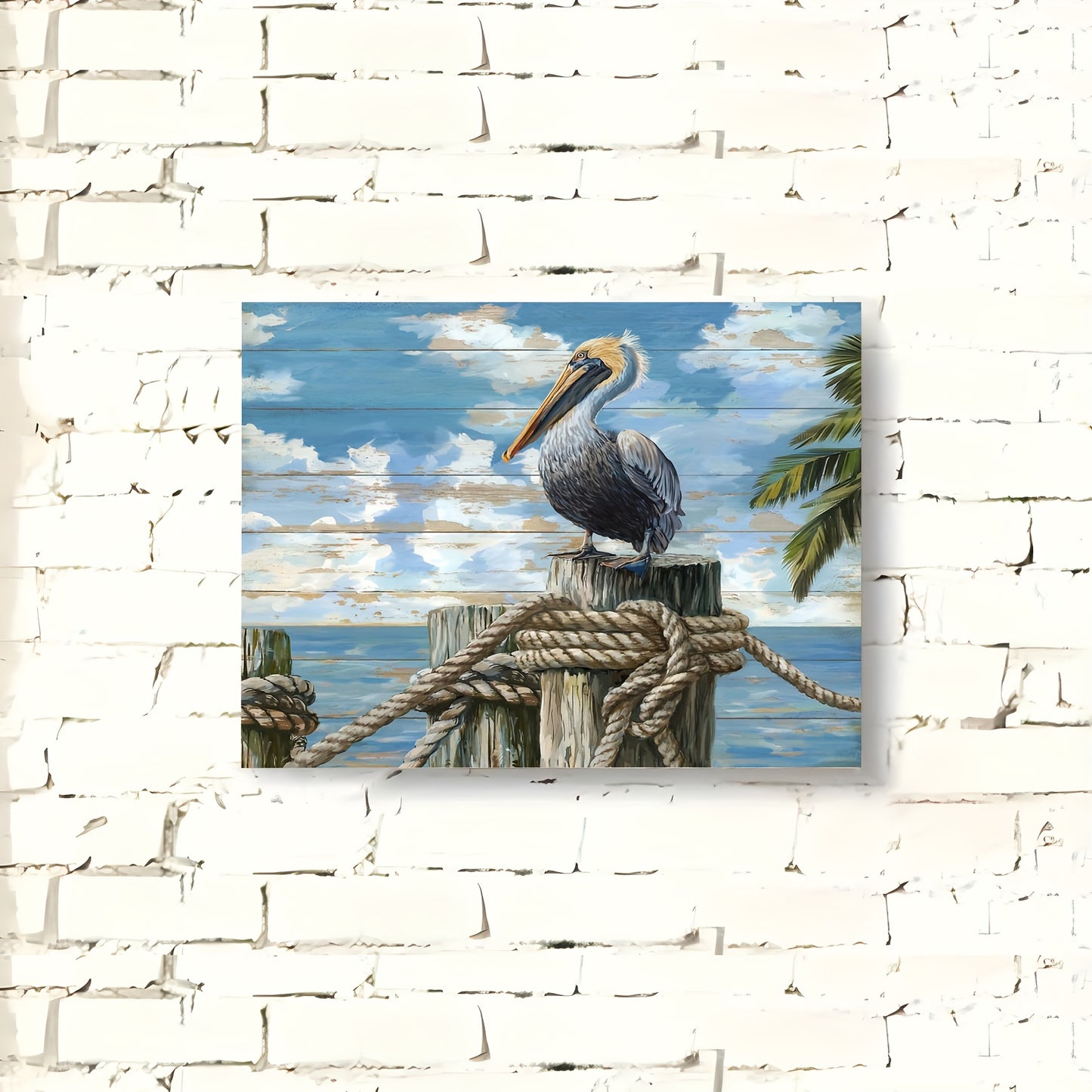 Wooden Framed 11.8x15.7 inches Canvas Wall Art - Charming Pelican Print for Home & Office Decor, Perfect Gift for Any Occasion