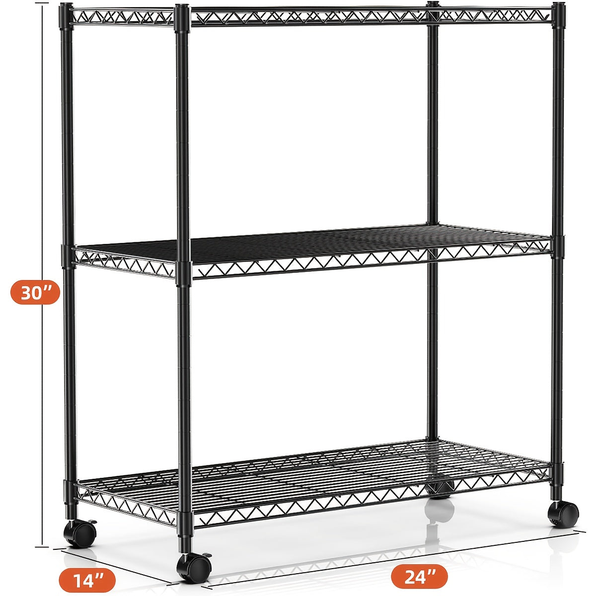 Simple Deluxe Heavy Duty 3-Shelf Shelving With Wheels, Adjustable Storage Units, Steel Organizer Wire Rack, Craft Storage Shelf, Art Studio, Gallery, Storage Cabinets
