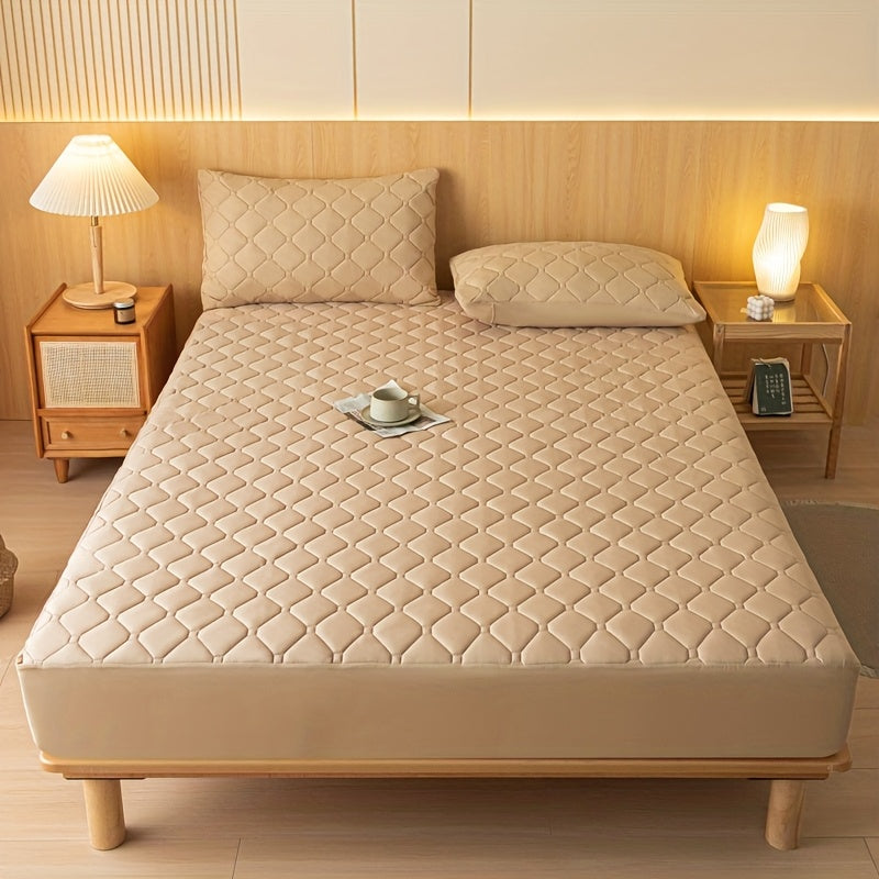 [Waterproof Mattress Protector] Waterproof Mattress Protector | 1pc Embossed Design, Quiet Fitted Sheet, Thickened Cover - Single Size 11.8" High, Multi-Size for Twin/Full XL/King Beds - Excludes Pillowcases & Insert
