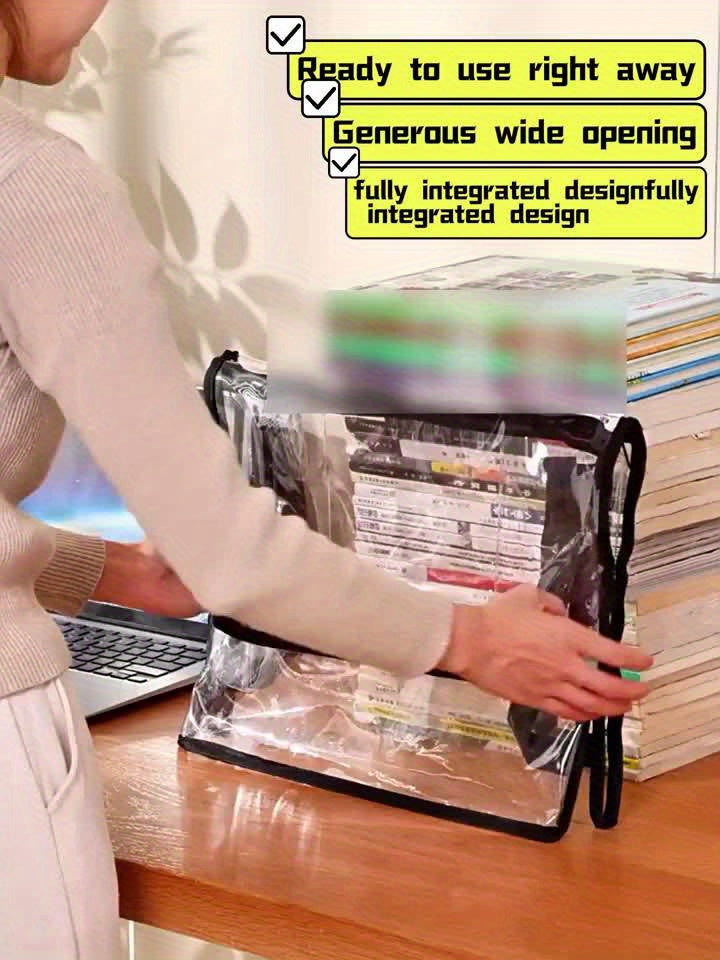 3 Sizes Available, Transparent PVC Storage Bag with Flip Lid and Viewing Window - Multipurpose Storage Box for Toys, Crafts, Books, School Supplies, Snacks - Durable Rectangular Home Organizer Box, 4 Seasons Suitable