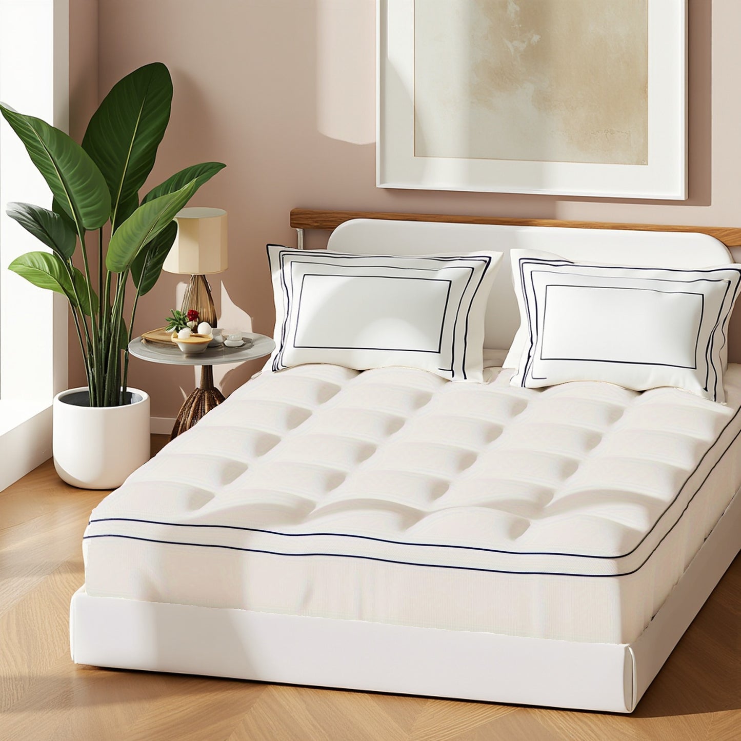 Extra Thick Mattress Pad Cover for Deep Sleep, Mattress Topper with 100%cotton,3D+7D Snow Down Alternative Fill Overfilled Plush Pillow Top Mattress with 8-21 Inch Deep Pocket-White