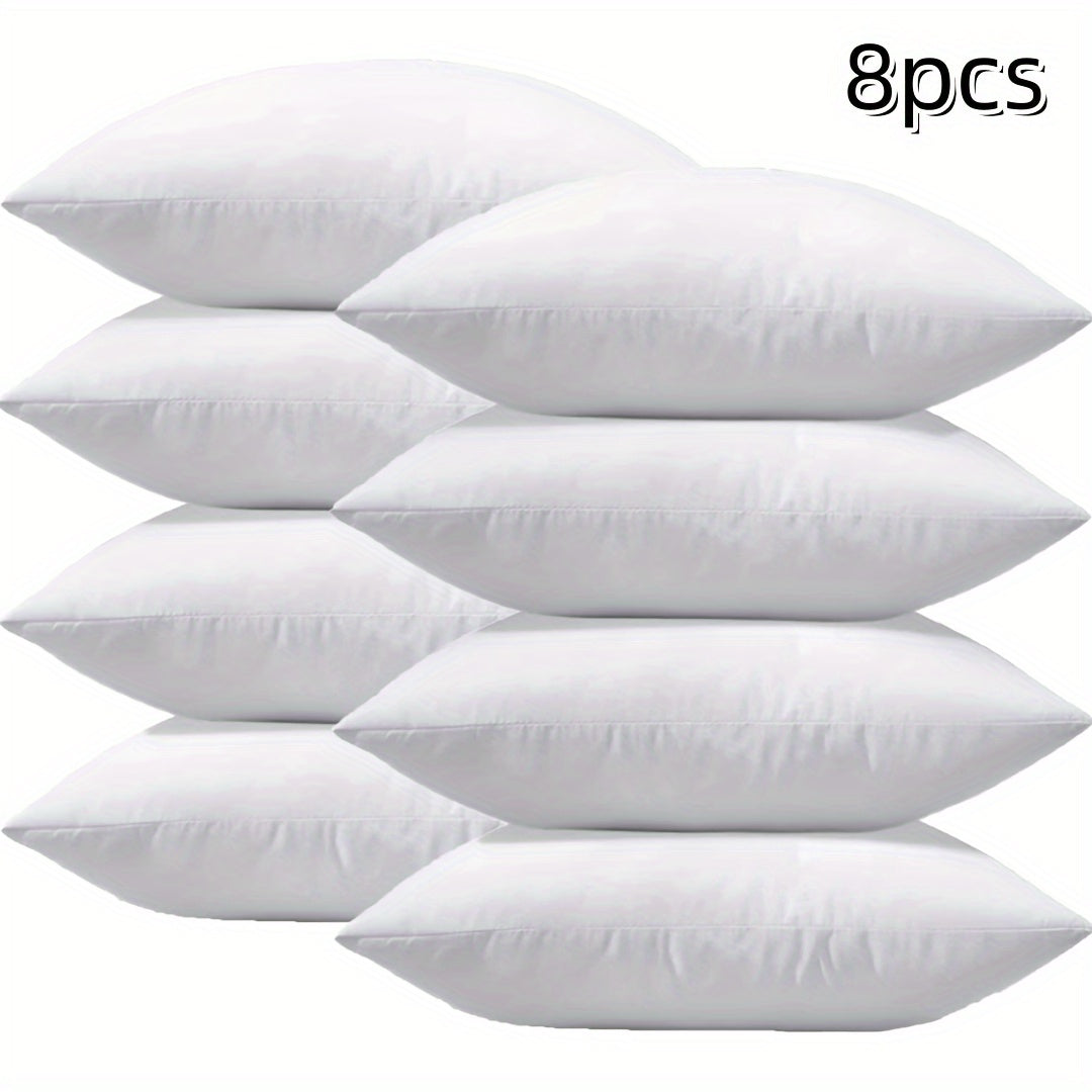 18x18 Inch Premium Soft Fluffy Throw Pillow Inserts Set of 8 - Machine Washable, 100% Polyester Fiber Filling, All-Season Multipurpose Decorative Pillows for Sofa, Living Room, Bedroom