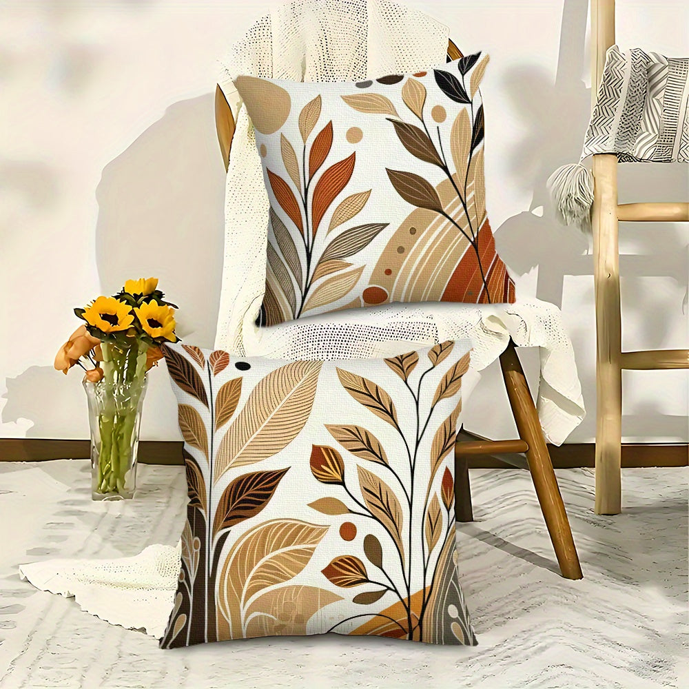Single-sided 4pcsFloral Pillowcases DoubleSided Polyester Cushion Covers with Zipper Closure Earth Tone and Complex Patterns Machine Washable Suitable for Living Room Bedroom Sofa Decoration Bedroom Accessories|Bohemian Style