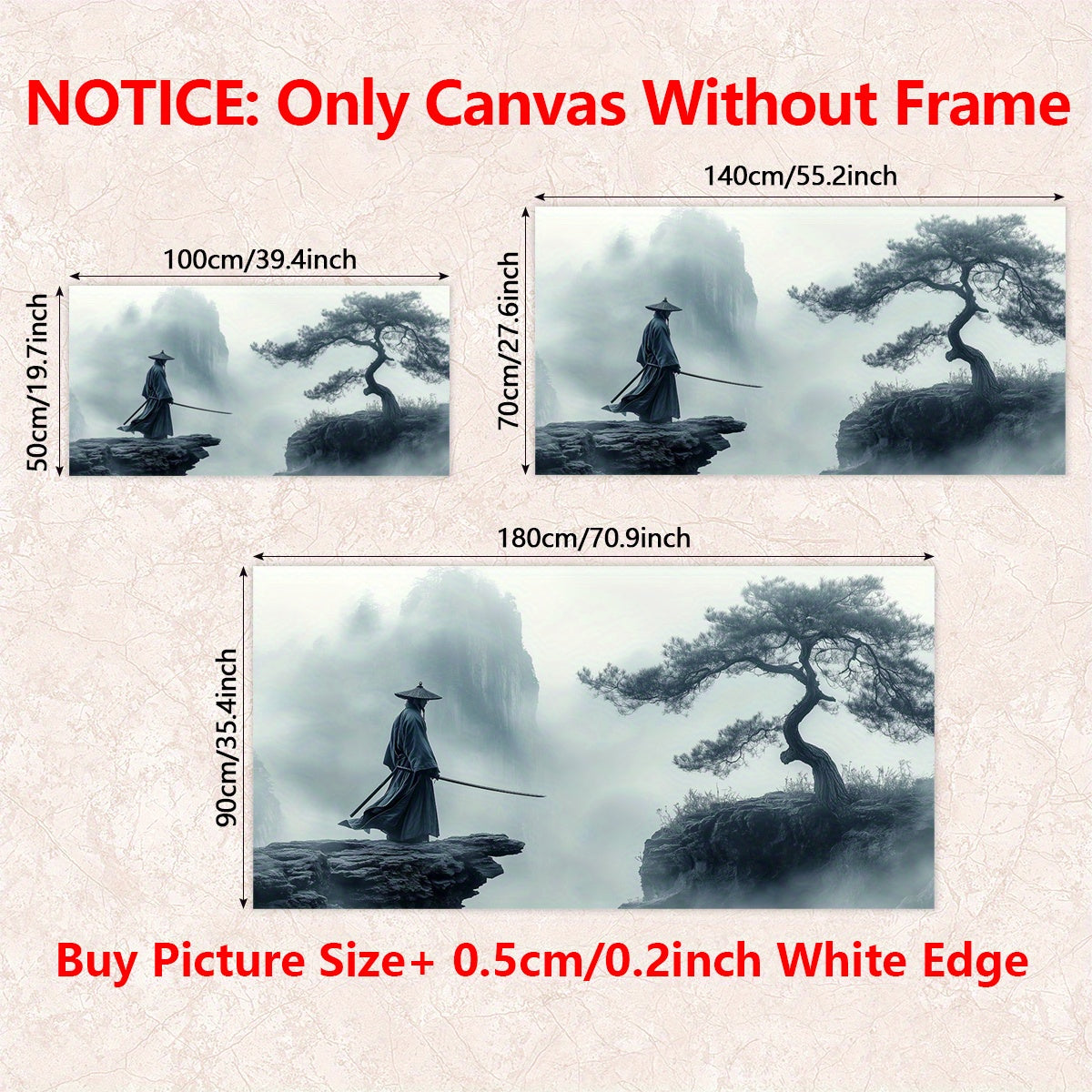 2D Flat, [2D FLAT] 1pc Unframed Canvas Poster, Japanese Swordsman Painting, Art Style, Canvas Wall Art, Artwork Wall Painting for Halloween Christmas Gift, Bedroom, Office, Living Room, Cafe, Bar, Wall Decor, Home Decoration,