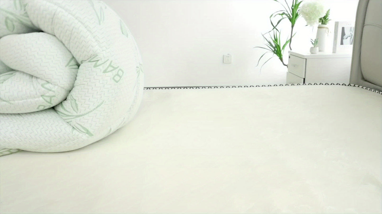 Extra-Thick Bamboo Fiber Pillow Mattress Topper - 1000GSM Cooling Mattress Pad with High Quality & Moisture-Proof Bottom, Breathable & Cool for Immersive Sleep, Offering A Premium Sleep Experience, Soft Mattress Cover with 8"