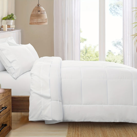 7pcs Ultra-Soft Bed In A Bag, Down Alternative Bedding Sets with All Season Quilted Comforter, Flat Sheet, Fitted Sheet, Pillowcases - Gifts for The Family And Friends, RUIKASI, Machine Washable, Polyester 100, Acrylic 15, Sa