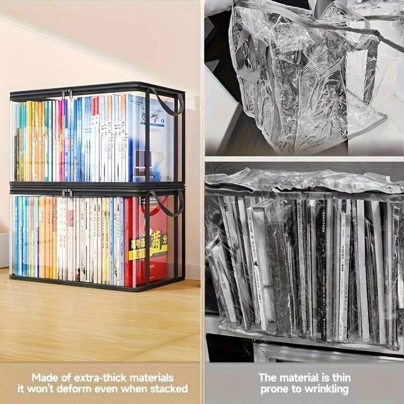 3 Sizes Available, Transparent PVC Storage Bag with Flip Lid and Viewing Window - Multipurpose Storage Box for Toys, Crafts, Books, School Supplies, Snacks - Durable Rectangular Home Organizer Box, 4 Seasons Suitable