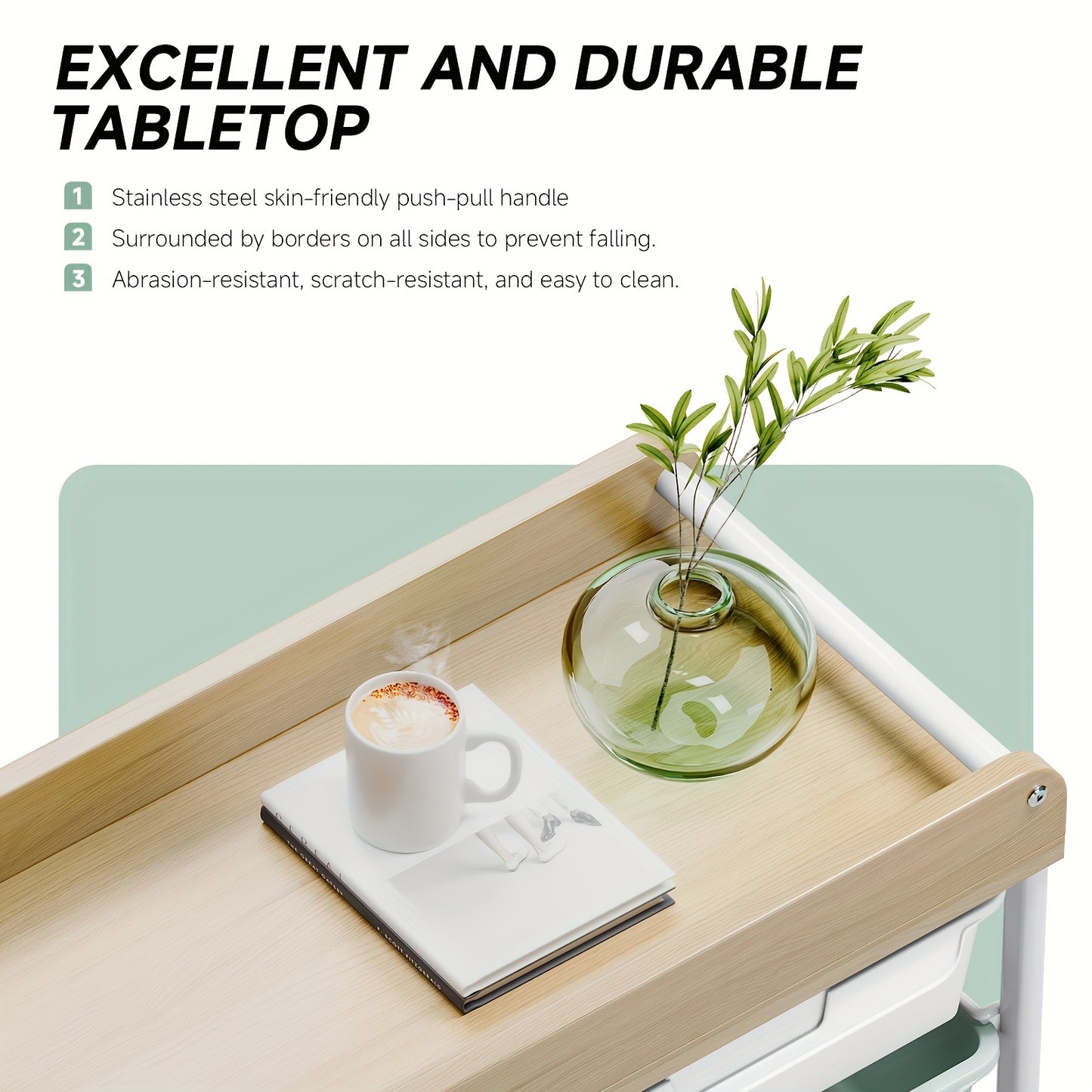 [Versatile Rolling Storage Cart] TOOLF 10-Tier Rolling Storage Cart with Large Drawers & Tabletop - Multi-Purpose Mobile Organizer for Home, Office, Classroom - Easy-to-Move Wheels, 3.2+ Cubic Feet Capacity, 27" Height, Metal