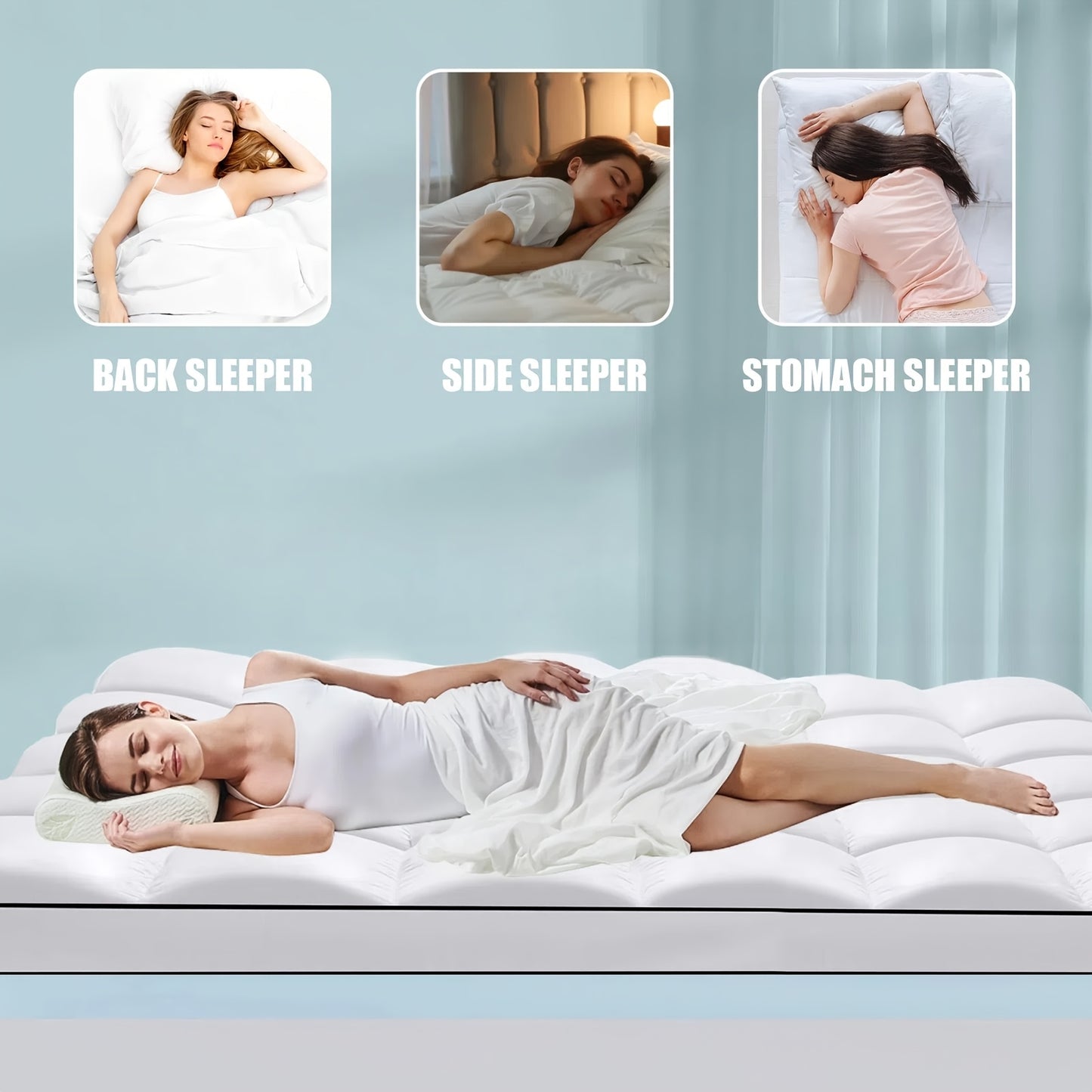 White Extra-Thick Double-Layer Full-Size Mattress Topper with 2-Inch & 2-Inch Down Alternative, 8-21 Inch Deep Pockets, Machine Washable Brushed Fabric, Zipper Closure - Premium Sleep Experience