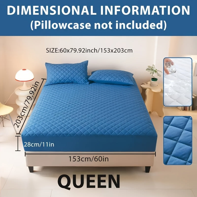 1pc Cooling Waterproof Mattress Protector, Cool And Comfortable, Layered Fitted Sheet, Solid Color Bedding Design, Can Be Used As A Separate Bedspread, 9-15 Inches Deep Pocket, Reusable Nursing Pads, Ideal for Bedroom, Guest