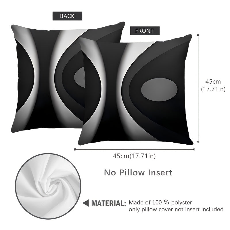 Set Of 4 Black Throw Pillow Covers Modern Abstract Grey Stripes Gray White Acrylic Bold Decorative Pillow Cases, Cozy Washable Polyester Cushion Covers For Home Decor Square 17.7x17.7 Inches Pillowcases (Pillow Insert Not Inc