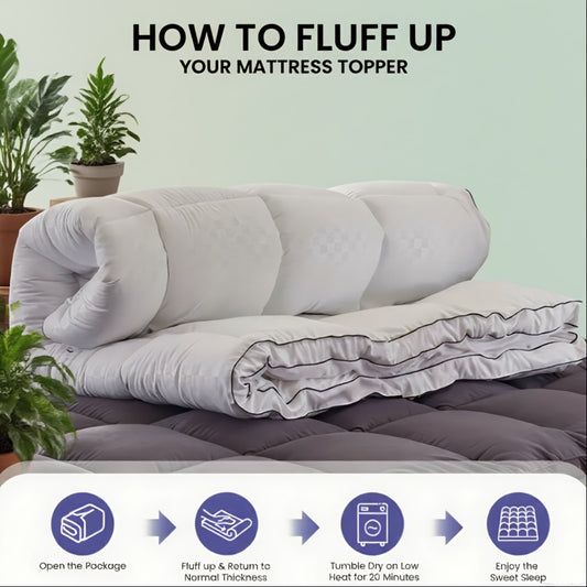 1500GSM Ultra - Thick Microfiber Checkered Mattress Topper & Protector - Deep Pockets, 21.7D Tight Fit, Soft Down - Alternative Fill, Machine Washable, Single Mattress Cover, Futon Mattress Cover, Super King Mattress Protecto