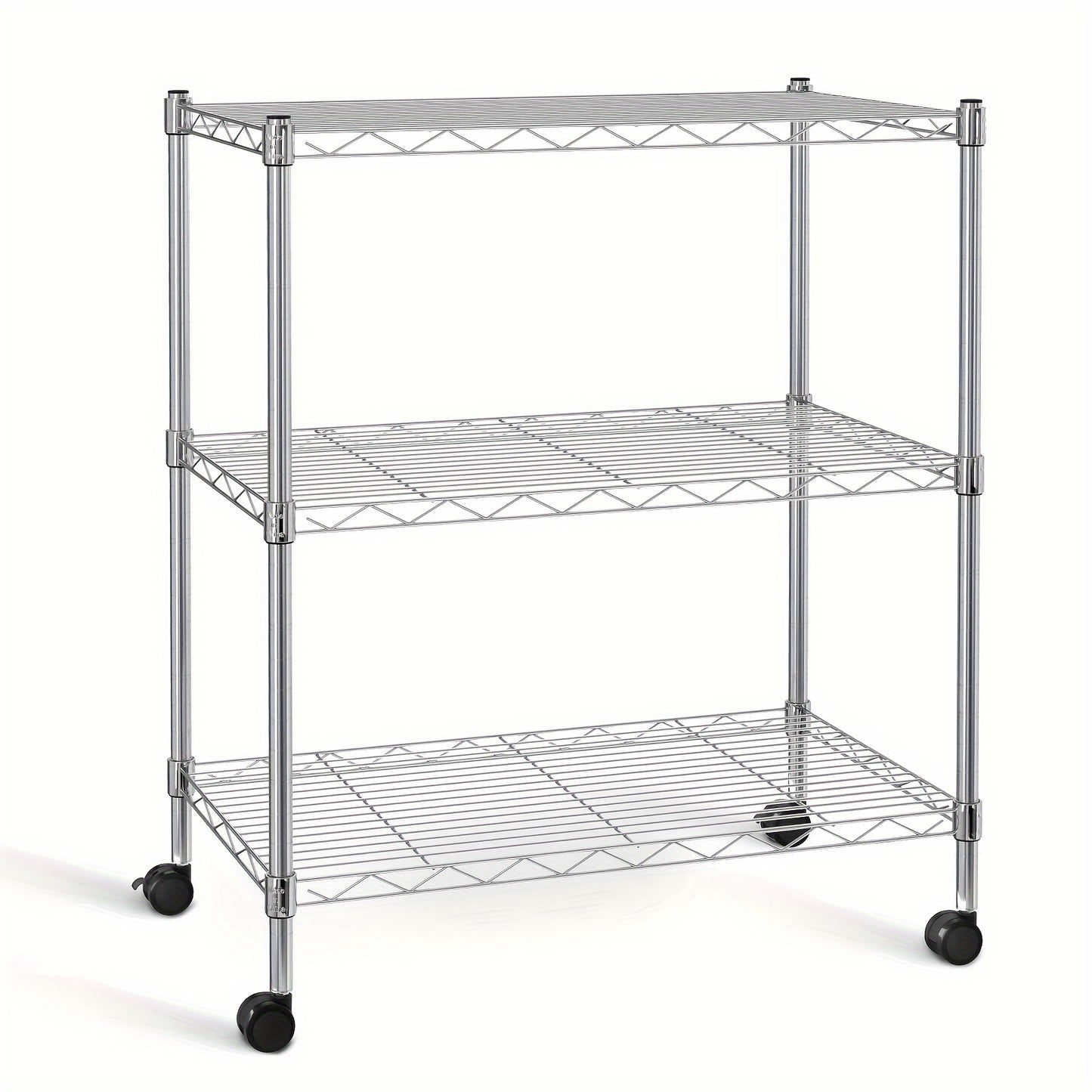 Simple Deluxe Heavy Duty 3-Shelf Adjustable Steel Wire Shelving Unit with Wheels, Chrome Finish - 13.8"W x 23.6"D x 40.5"H, 750 lbs Capacity, Easy No-Tool Assembly for Kitchen, Pantry, Garage, or Office Organization, Kitchen
