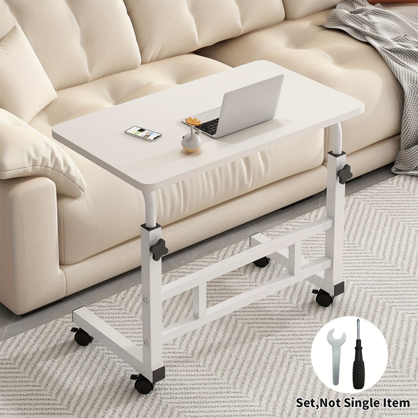 40*80cm Adjustable Height Standing Desk, Mobile Computer Table with Wheels, 26.4"-34.7" Height Range, Spacious and Stable Study Desk, Suitable for Home, Office, and Living Room