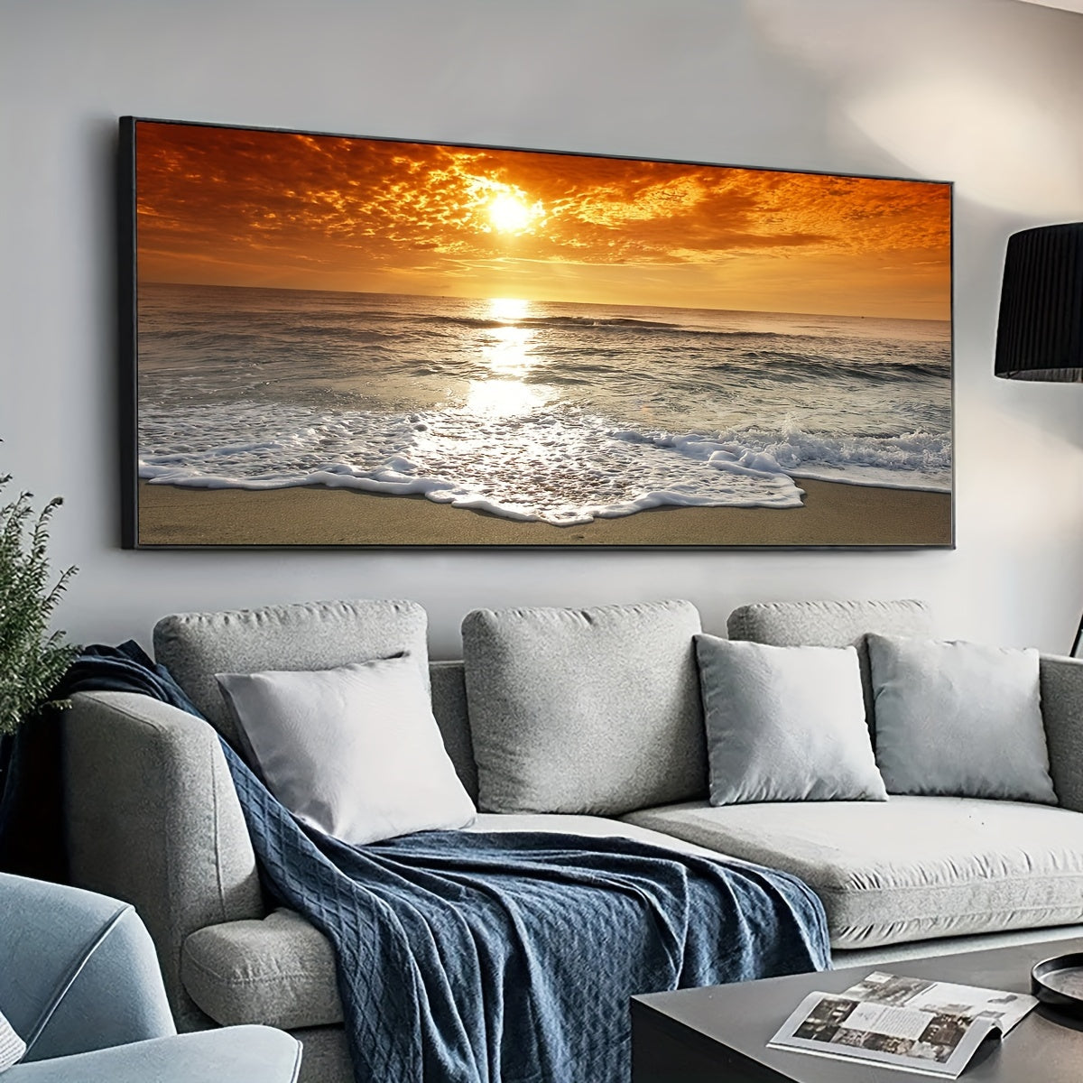 1pc Unframed Canvas Poster, Seaside Scenery Painting, Various Styles Of Scenery, Canvas Wall Art, Artwork Wall Painting for Gift, Bedroom, Office, Living Room, Cafe, Bar, Wall Decor, Home And Dormitory Decoration