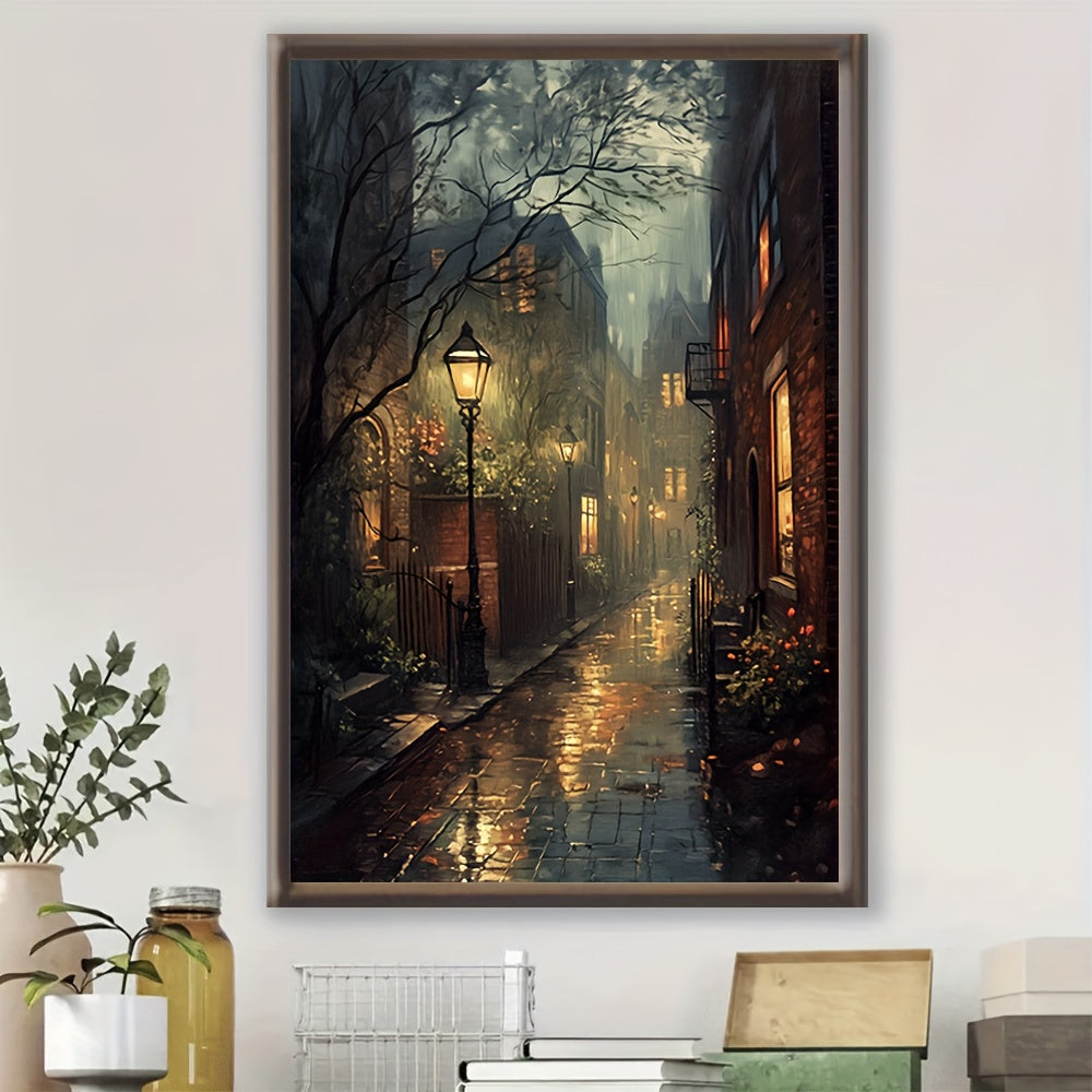 1pc Art Deco Classic Modern Unframed Canvas Wall Art - 15.7x23.6 inch Vertical Street Cityscape Poster for Living Room, Bedroom, Office, Cafe, Bar, Dorm Decor - Indoor Seasonal Art Print for Spring & Summer