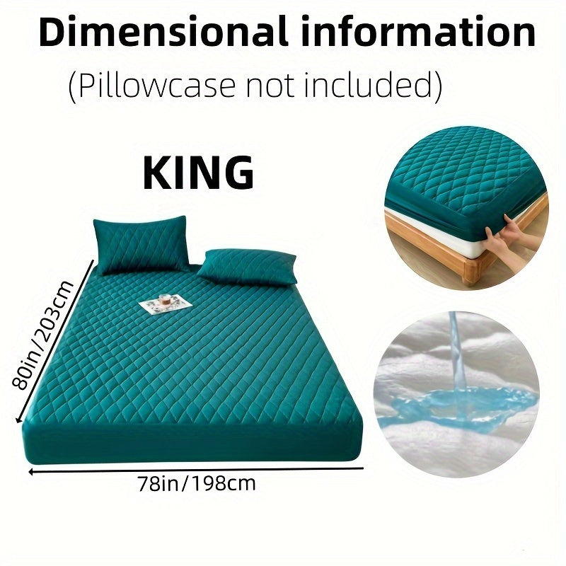 Waterproof Mattress Protector - Super Soft Quilted Polyester, Gray Satin Finish, Elastic Fit with Button Snap Closure, Machine Washable for Home & Hotel Use (Pillowcases Not Included), Comfortable Sleeping, Elegant Bedroom St