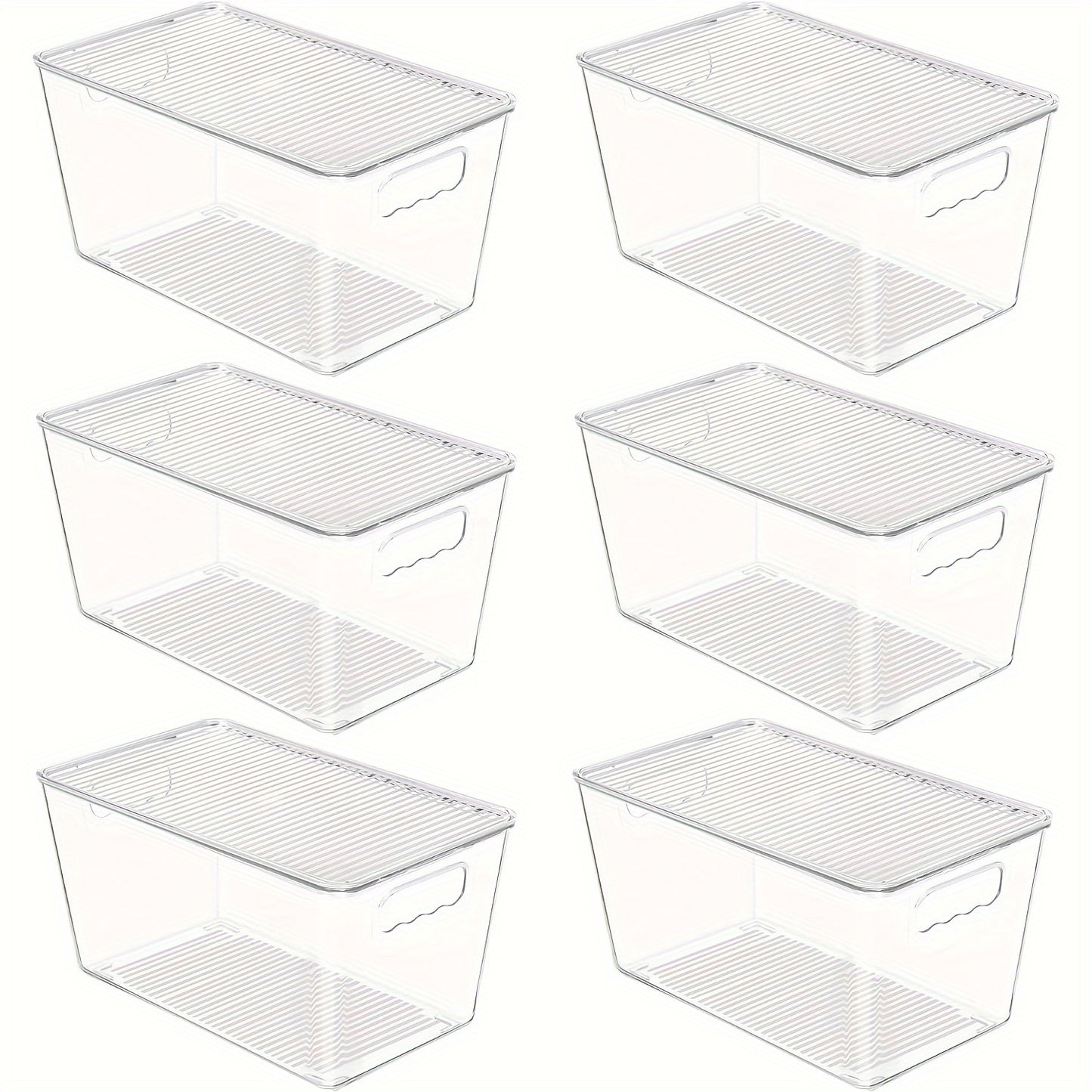 Vtopmart 6 Pack Clear Stackable Storage Bins With Lids, Medium Plastic Containers With Handle For Pantry Organizer And Storage, Perfect For Kitchen, Fridge, Cabinet, Closet, Bathroom Organization