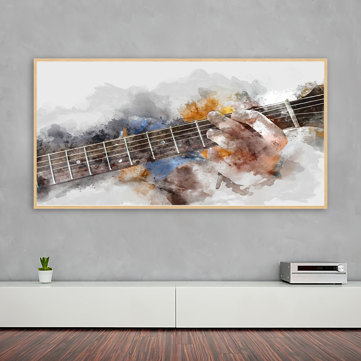 1pc Art Deco Modern Guitar Canvas Art Print, Musical Theme, Ink Medium, Frameless Poster, Transverse Orientation, with Indoor & Outdoor Wall Hanging Decor for Living Room, Bedroom, Home Office, Bathroom, Kitchen, Music Lovers