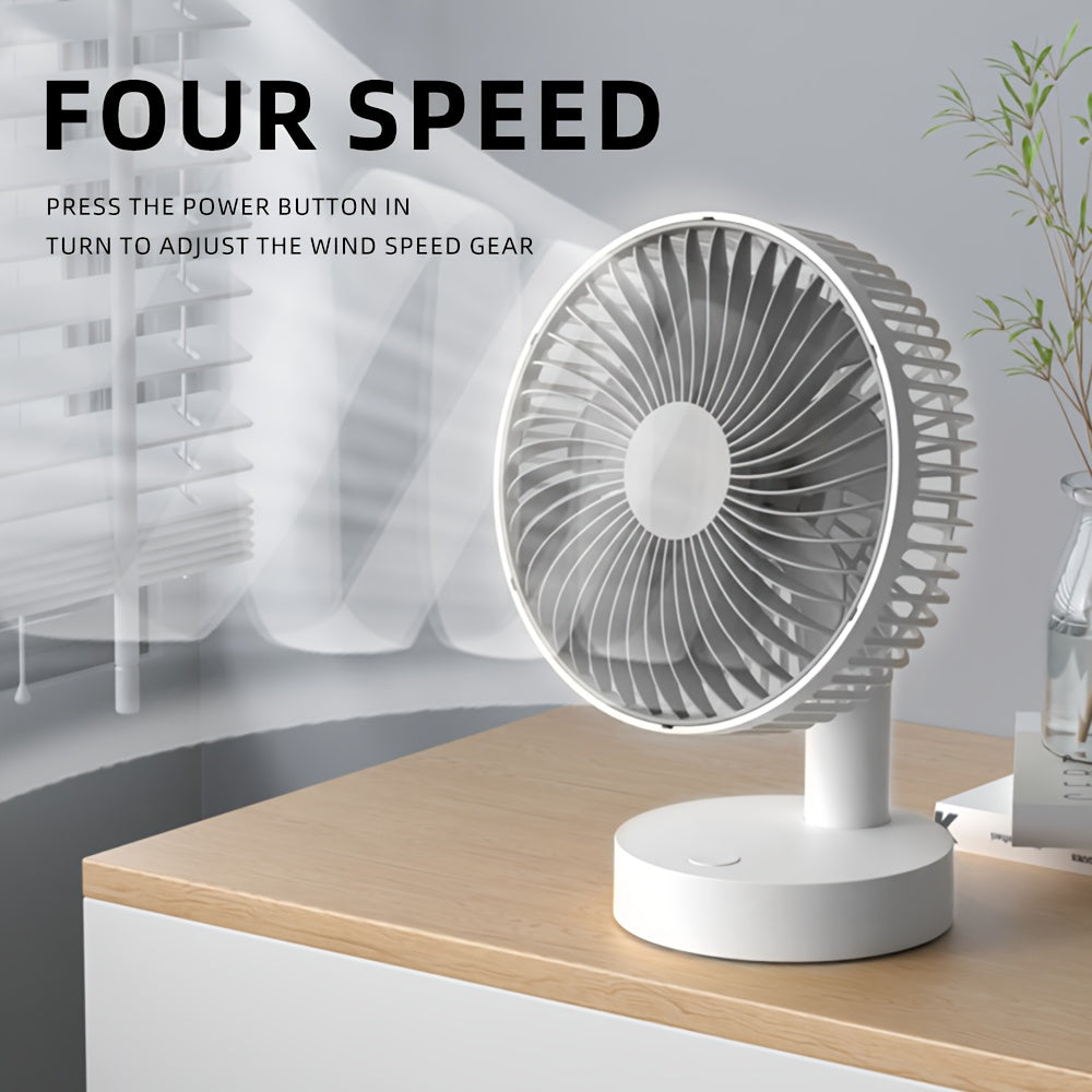 Portable 6-Inch USB Rechargeable Mini Fan with Stand - 1800mAh Battery, Ideal for Desk, Home Office, Dorm & Bedroom Cooling