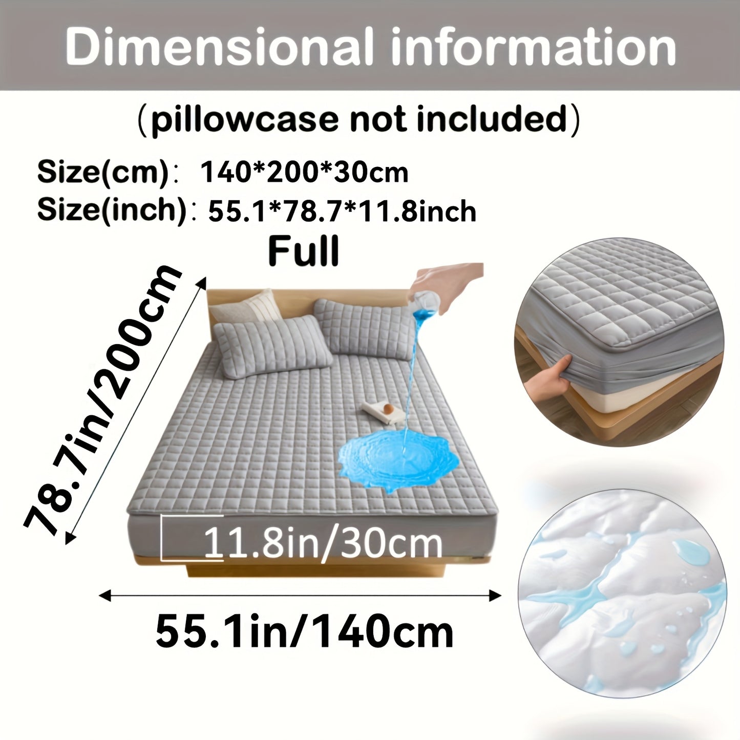 1pc Cooling Waterproof Mattress Protector, Cool And Comfortable, Layered Fitted Sheet, Solid Color Bedding Design, Can Be Used As A Separate Bedspread, 9-15 Inches Deep Pocket, Reusable Nursing Pads, Ideal for Bedroom, Guest