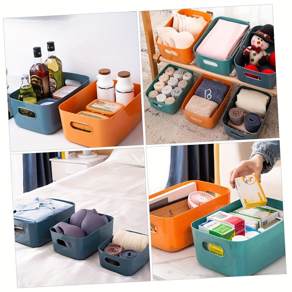 6pcs Plastic Storage Bins And Baskets for Efficient Home Classroom Organization  Containers In Multicolour for Kitchen, Cupboard Box, And Bathroom Organizer On Shelves And Tubs, Kitchen Storage, Shelf Organizer, Compact Stora