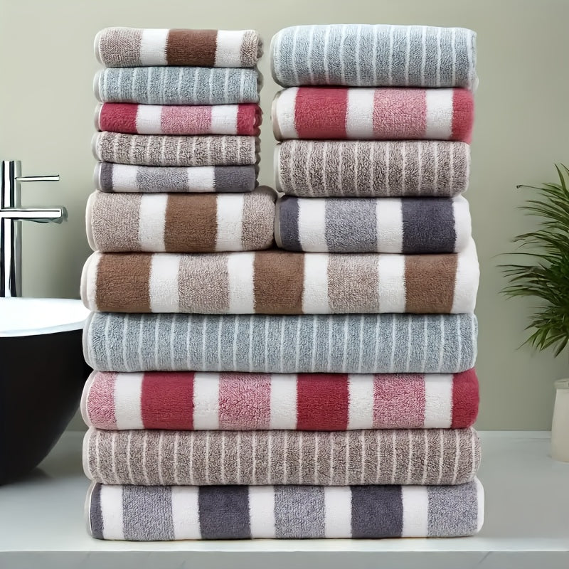 15pcs Coral Fleece Towel Set, Including 5 Face Towels, 5 Hand Towels And 5 Bath Towels, Comfortable Absorbent And Quick Drying Bath Towels, Suitable For Hotels, Sports, Travel, Fitness, Yoga, Ideal Bathroom Supplies, Wash Clo