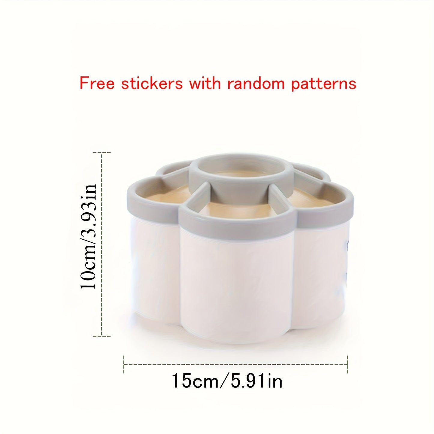 [Durable Desktop Organizer] 1pc 360-Degree Rotating Durable Plastic Desktop Organizer with 6 Compartments | Multi-Purpose Storage for Office Supplies, Makeup Brushes, Pens, Cosmetics & Stationery - Space-Saving Desk Organizer