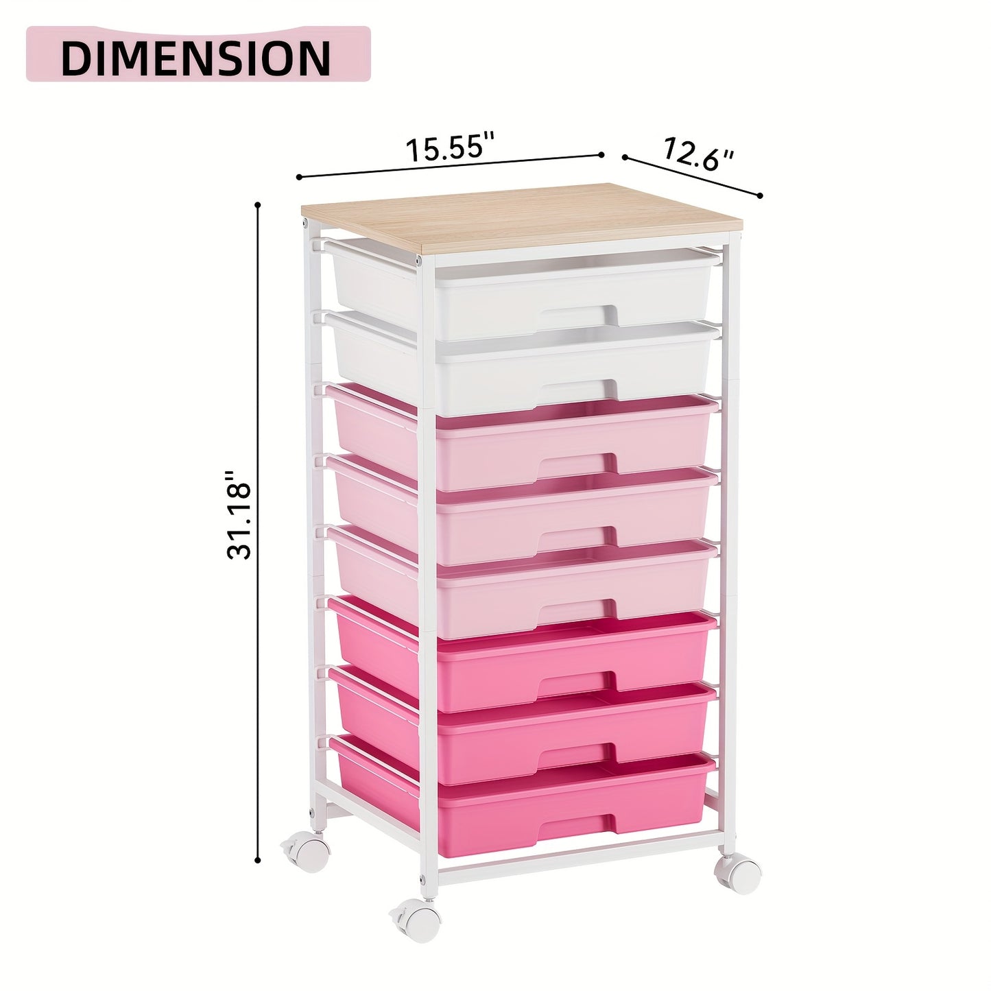 8-Drawer Rolling Storage Cart with Locking Casters & Tabletop - Heavy-Duty Metal Frame, Purple Finish, Multi-Purpose Organizer for Living Room, Bedroom, Office, Dorm, Bathroom, Versatile Rolling Storage Cart, Decorative Drawe