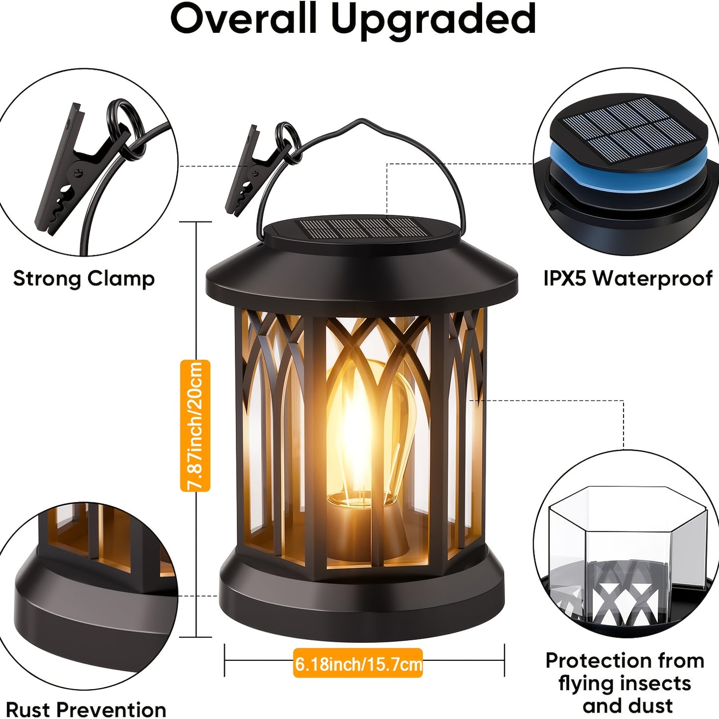 1/2/4 Pack Solar Lanterns Outdoor IPX5 Waterproof, Upgraded Bright Hanging Solar Lights for Outside, Solar Powered Lanterns Lighting LED for Garden Patio Yard, Valentine'S Day, Mother'S Day Decorative (Warm Light), Solar Outd
