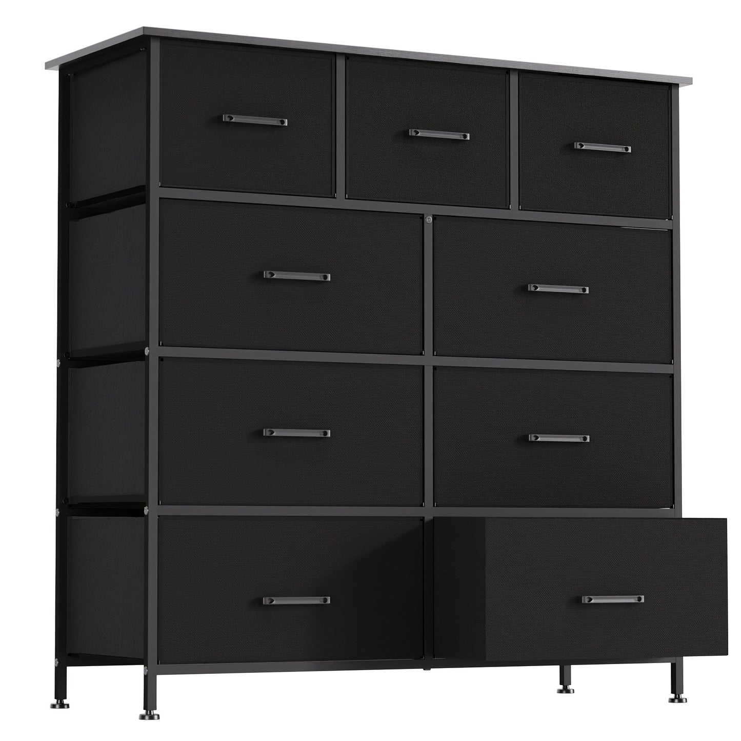 5/8/9 Fabric Drawers Dresser For Bedroom, Storage Drawers, Chest Organizer Units With Wooden And Steel Frame Top For Bedroom, Living Room, Closet, Living Room, Entryway, Black/Grey/Nature