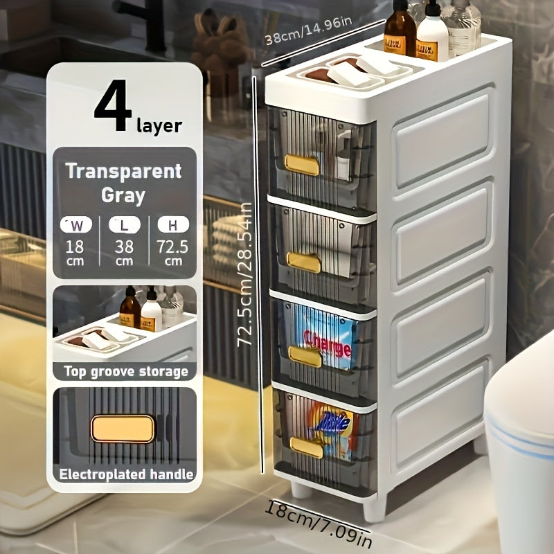 1pc Big Capacity Plastic Storage Cabinet, Layered Storage Organizer With Drawers, Waterproof And Dust-proof Commercial Bathroom Container, Easy To Install For Kitchen/ Bedroom/ Living Room Stuff, Storage Drawer Units