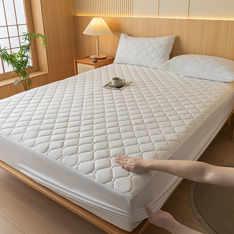 [Waterproof Mattress Protector] Waterproof Mattress Protector | 1pc Embossed Design, Quiet Fitted Sheet, Thickened Cover - Single Size 11.8" High, Multi-Size for Twin/Full XL/King Beds - Excludes Pillowcases & Insert